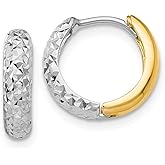 The Black Bow 14k Two-Tone Gold Reversible Huggie Round Hoop Earrings, 13mm (1/2 In)