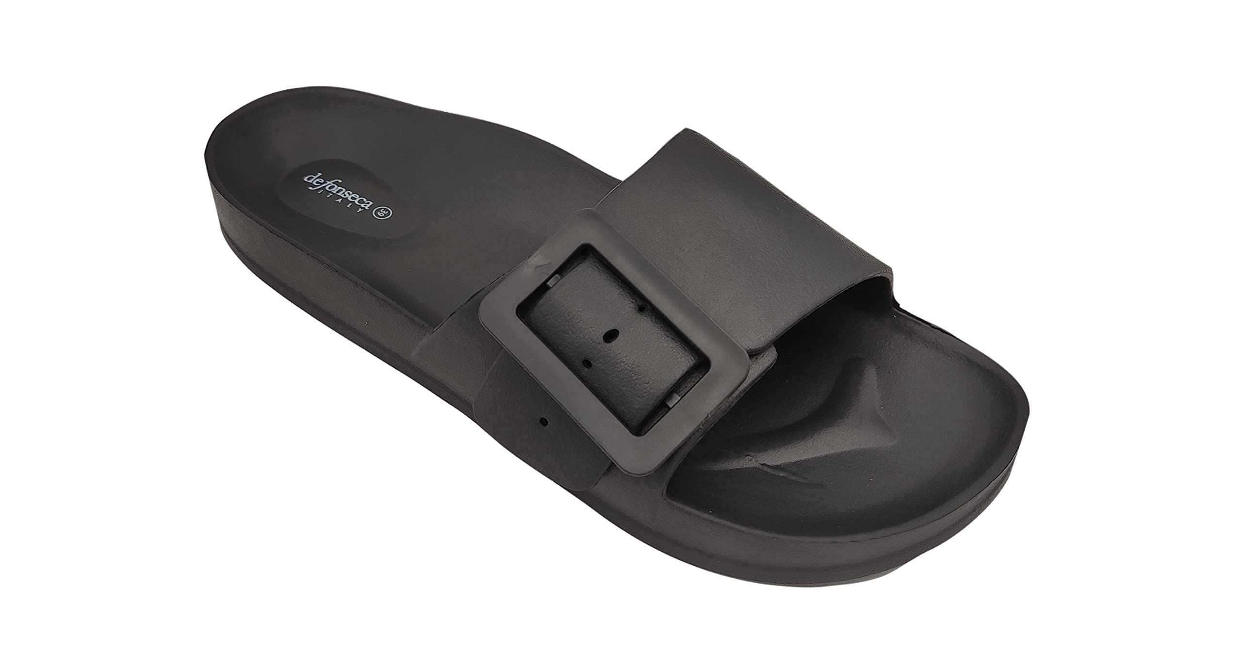 DeFonseca Original Model Sestrip Women's Slipper with Adjustable Rubber Band for Home, Garden, Beach, Pool, Quality Italian Brand, Black, 6 UK