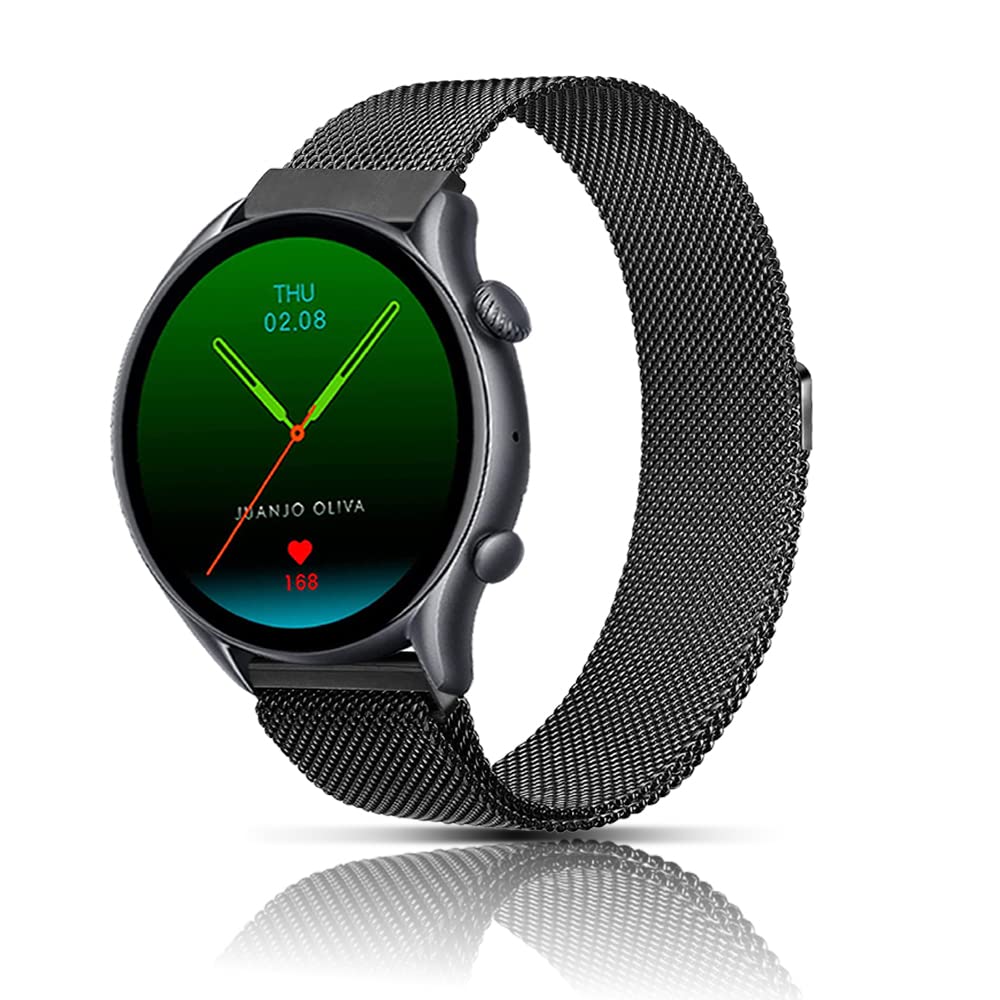 PaceBid Bracelet Compatible with Amazfit GTR 2, Mesh Woven Stainless Steel Wrist Metal Strap Bracelet, Classic Adjustable Watch Strap for Amazfit GTR 2 (Black)