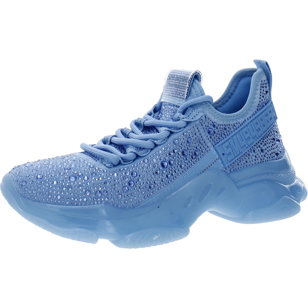Steve Madden Women’s Maxima Sneaker, Blue Rhinestone, 6