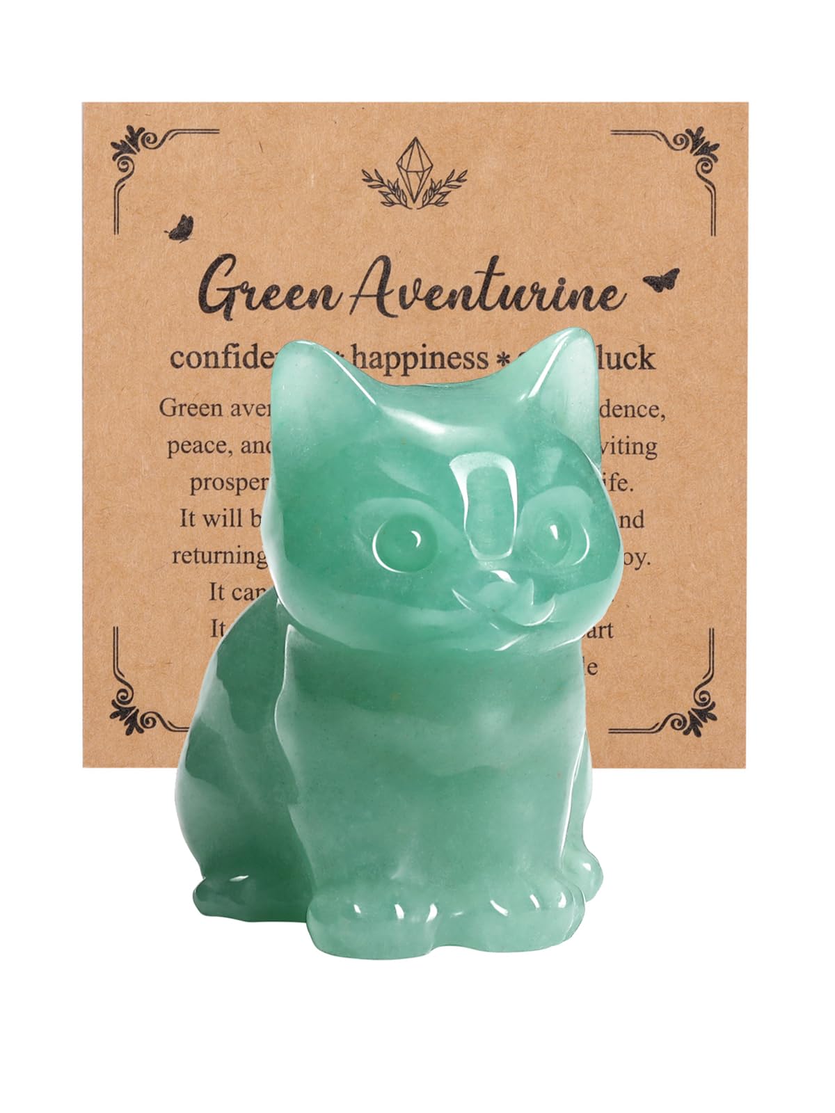 JSDDE Green Aventurine Crystal Cat Figurine for Lovers - Cute Gemstone Ornaments, Healing Crystals Statue Gifts