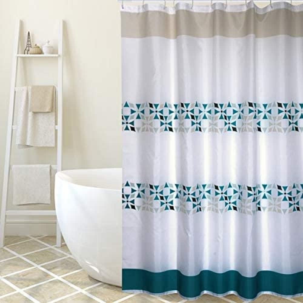 MSV "Premium Porto Polyester Shower Curtain, Green, 180 x 200 cm