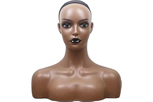 KimRuima Realistic Mannequin Head with Shoulders Wig Head Display Stands for Wig Hat Scarf Pendant Sunglasses Earrings JRM001