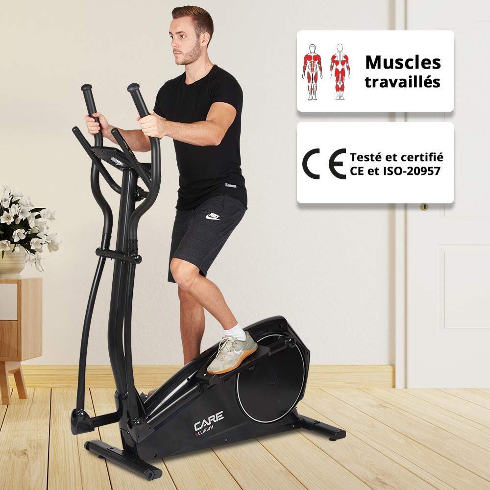 Vélo Elliptique Care Fitness Sportis - 14kg Masse D'inertie - 16 Niveaux Résistance - App Kinomap - 19 Programmes