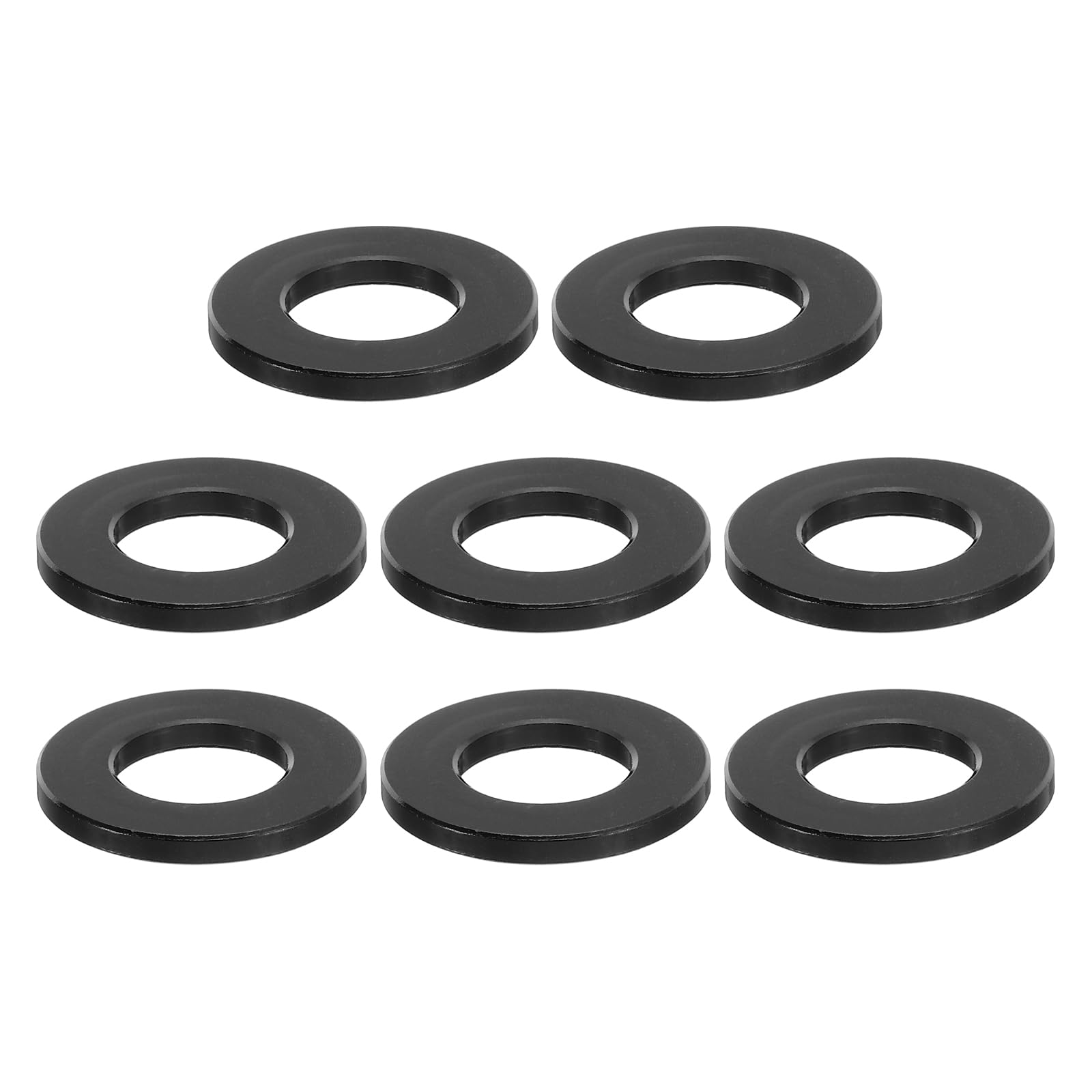 PATIKIL M10 Aluminum Spacer, 8 Pcs Metal Spacers Aluminum 10.5mm ID x 20mm OD x 2mm L Aluminum Spacer Screw Standoff Round for 2/5in or M10 Screw Bolt,Black