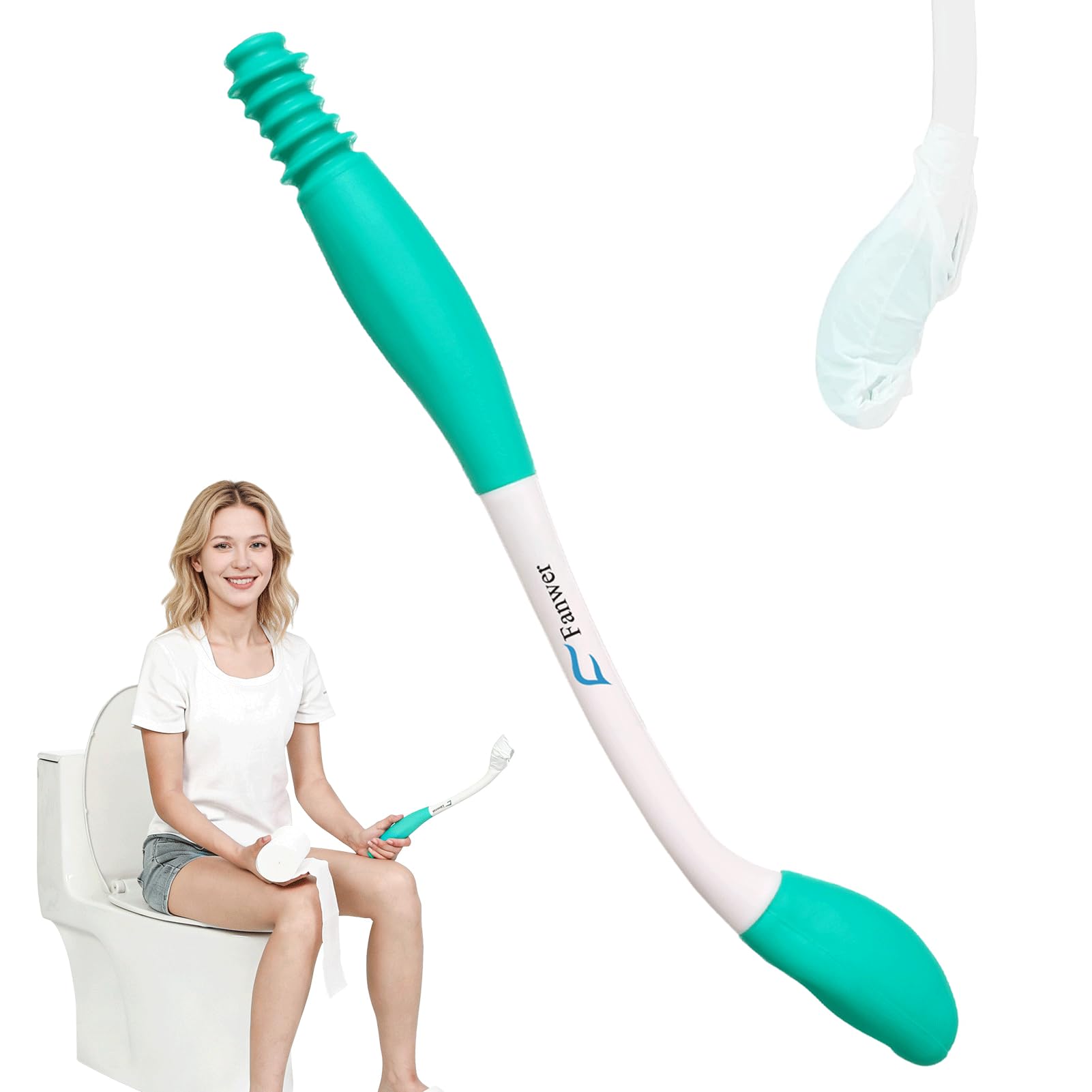 Fanwer Bottom Buddy Toilet Aids for Motion Assistance Long Reach Comfort Wiper Extends Your Reach Over 15" Grips Toilet Paper or Pre-Moistened Wipes (EE)