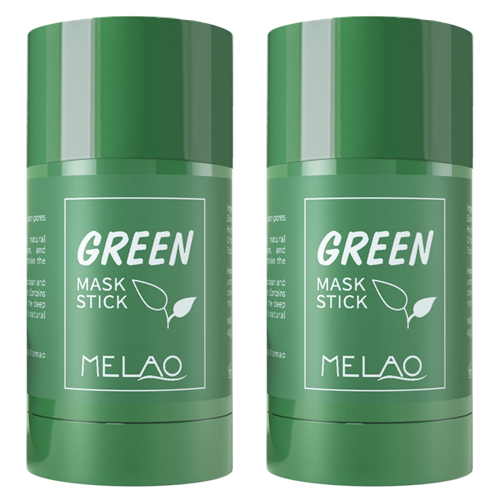 2 Pack Green Tea Mask Stick, Blackhead Remover with Green Tea Extract, Deep Pore Cleansing, Green Clay Mask For Face Moisturizing, Purifying, Reduce Blackheads for All Skin Types of Men and Women