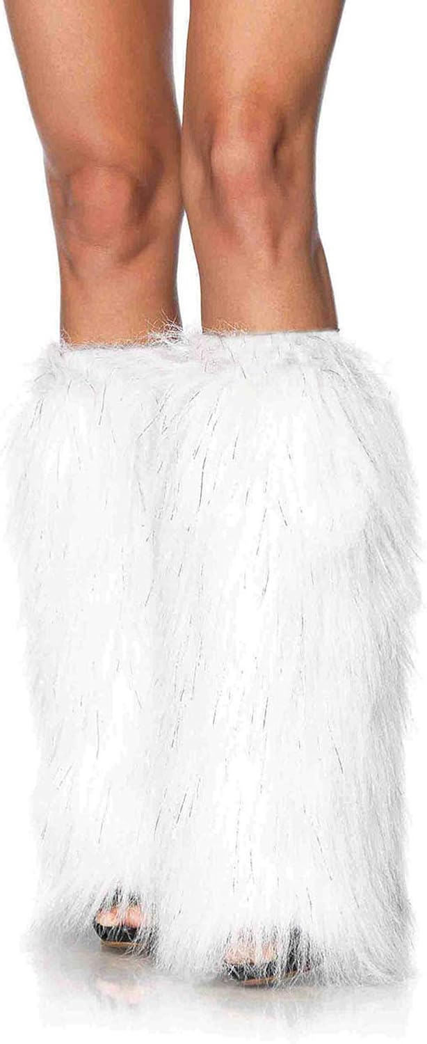  Leg Avenue Faux Fur Lorax Legwarmers for Women, White/Silver, One Size: Leg Avenue: Clothing