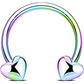 Jewseen 16G Septum Rings Heart Cartilage Earring Hoop 316L Stainless Steel Helix Earring Daith Earring Nose Ring Hoop Septum Piercing Jewelry for Women and Men