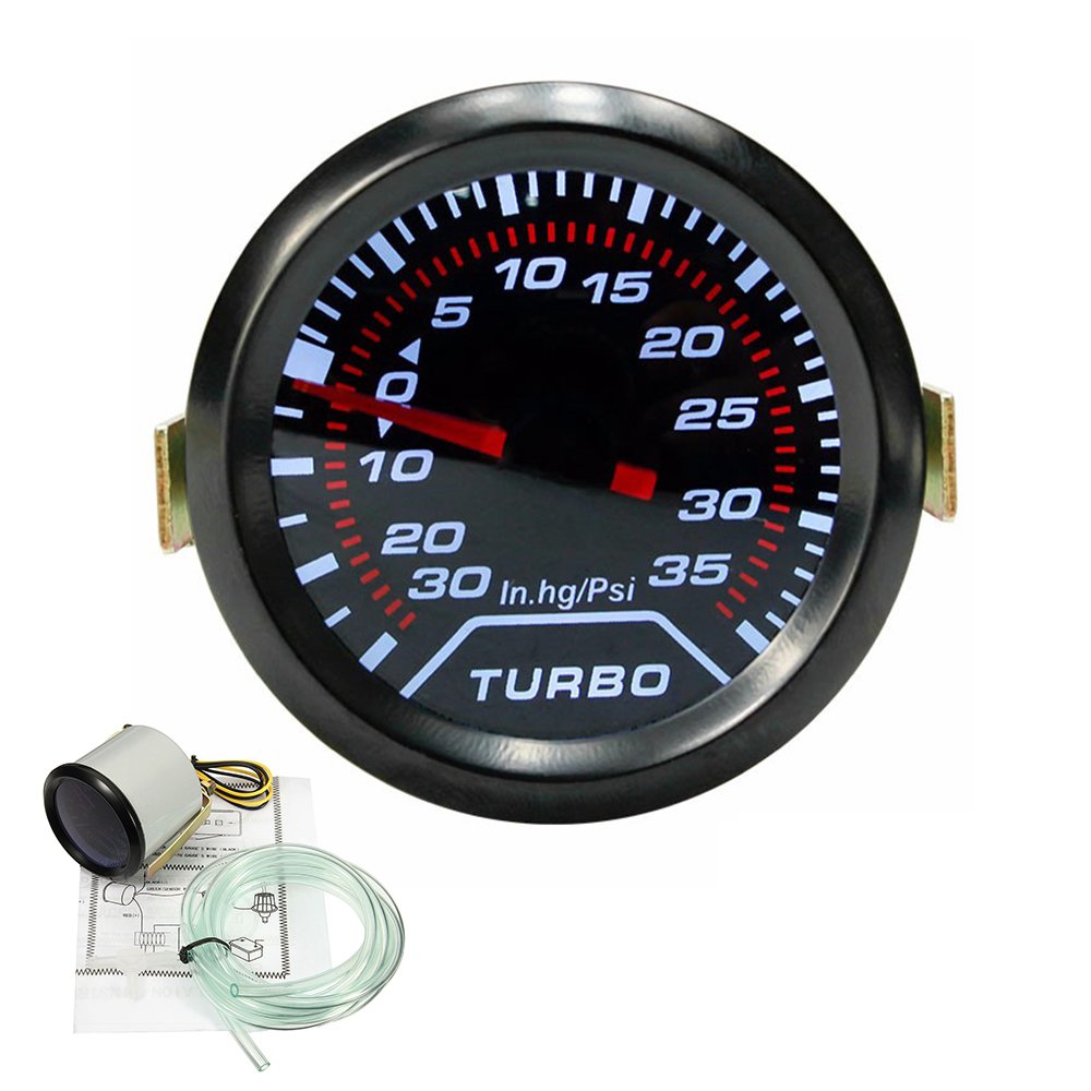 Universal Car Turbo Boost Pressure Gauge 0-35 Psi Meter Smoked Dials 2" 52mm Blue LED