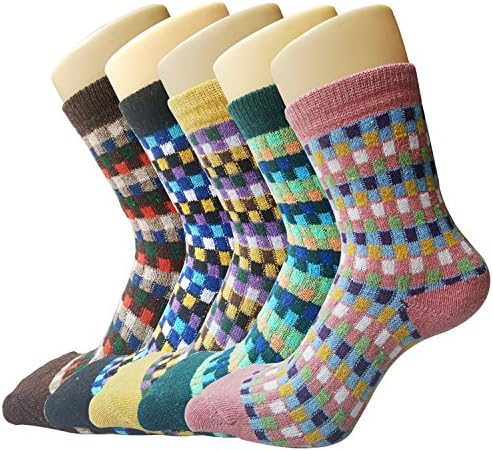 5 Pairs of Womens Vintage Style Thick Wool Warm Winter Crew Socks