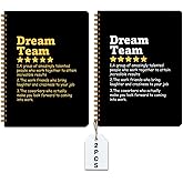 2 Pcs Dream Team Definition Spiral Notebooks for Work, Team Gifts for Employees Colleague Work Bestie Friend, A5 Composition Notebook College Ruled, Notepads Lined Travel Planner Journal for Writing