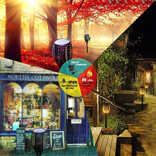 DeLight Solar Torch Lights, Waterproof Tiki Torches, Ourdoor Landscape Lighting 96 LED Dusk To Dawn Auto On/Off Security Torch Light (2 Pack)