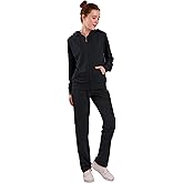 LeeHanTon Sweatsuit for Women 2 Piece Casual Lightweight Zip Up Hoodie Sweatshirt and Long Sweatpants Tracksuit Set Black Small