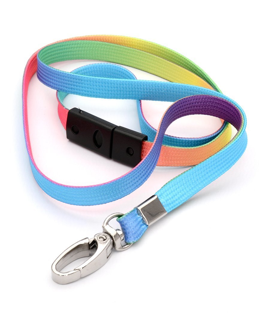 CKB LTD® 10x Breakaway Fade Multi-Coloured Ombré Striped Premium Safety Release Lanyard Neck Strap Swivel Metal Clip for ID Card Holder Bright Fun Funky Novelty Cool Lanyards Mixed Multicoloured