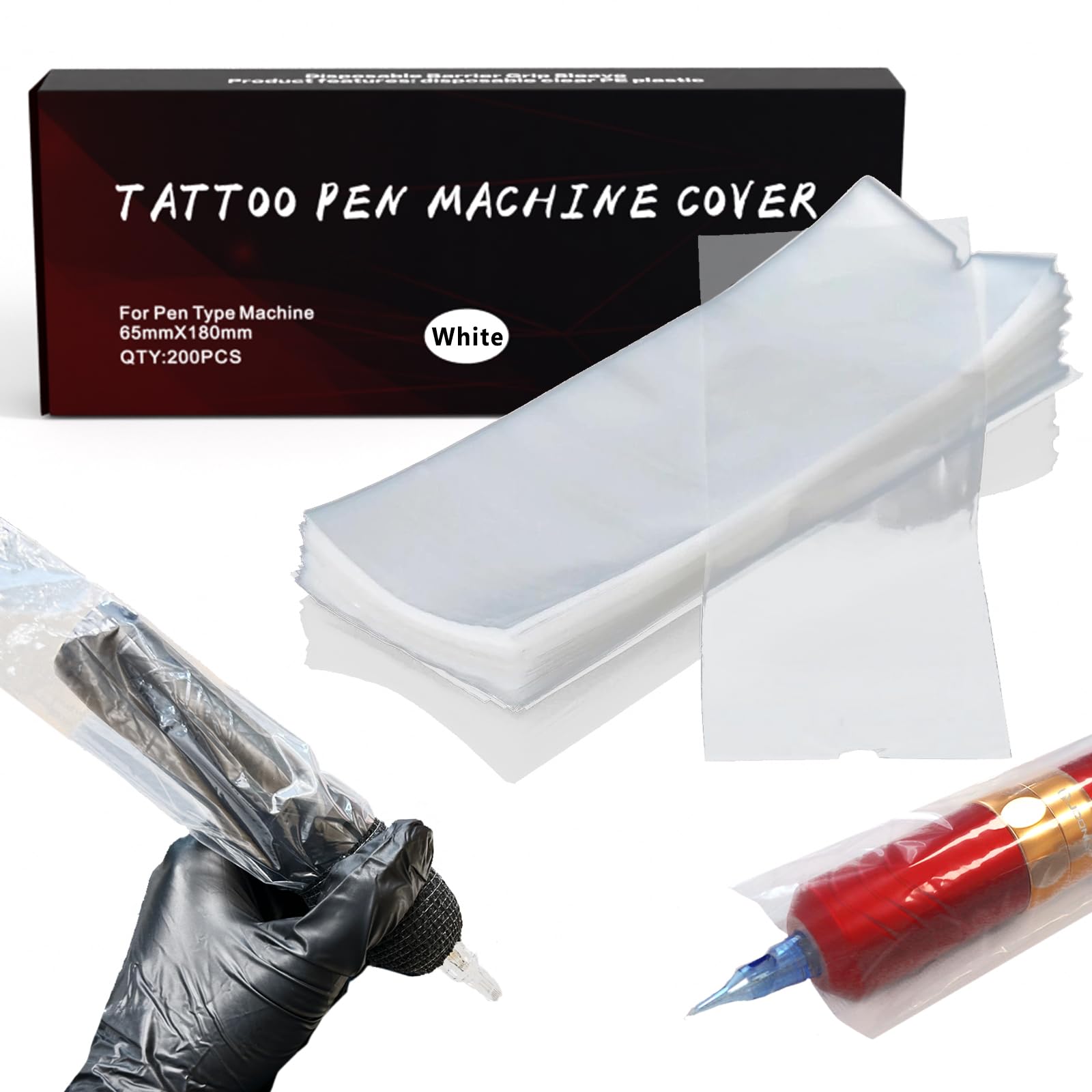 Large Tattoo Pen Machine Covers - LEAYOKA 200pcs Clear Tattoo Covers Pen Bags 2.56 X 7.11inch Disposable Machine Wrap Cartridge Sleeves for Most Wireless