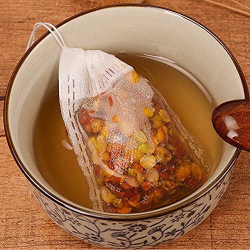 Tea Filter Bags, NUIBY Unbleached 100% Natural Empty Tea Bags for Loose Leaf Tea - Disposable Tea Infuser Bags - 1 Cup Capacity, 100 Counts with 1pc Stainless Steel Tea Spoon (2.4in 3.2in)
