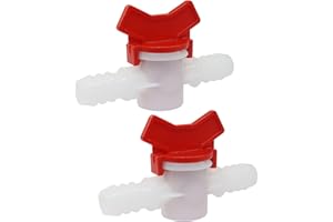 OSVJE 2PCS 1/2" ID in Line Hose Barbed Ball Valve Shut-Off Switch - Stable Plastic, Easy Installation, Leak-Free Design for Aquarium, Garden, and Micro Irrigation Systems, White