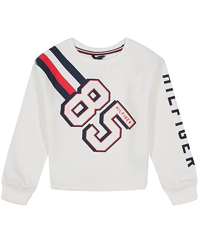 Tommy Hilfiger Girls' Fleece Pullover Crewneck Sweatshirt, Popover