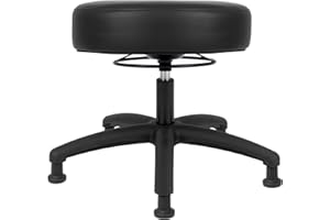 Chair Master 17" Round Vinyl Fabric Stool, Table Height, 360 deg Level Activation, Heavy Duty, Lab, Medical, Garage, Home, Spa, Cleanroom (Glides, Black)