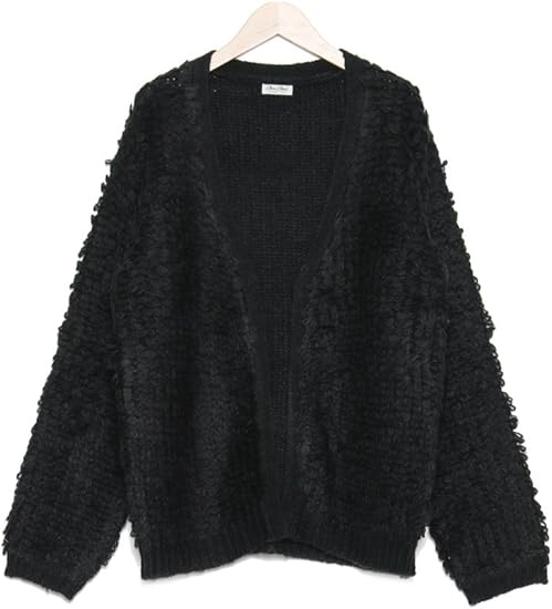 Amazon Co Jp ループヤーンニットカーディガン 03 M T0e ブラック 服 ファッション小物