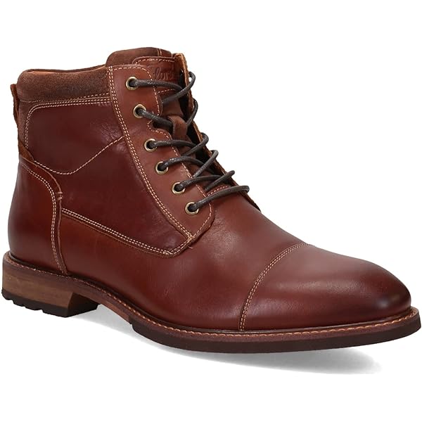 Amazon.com | AM Shoes Mens Leather Cap Toe Lace Up Work Boot Shoes