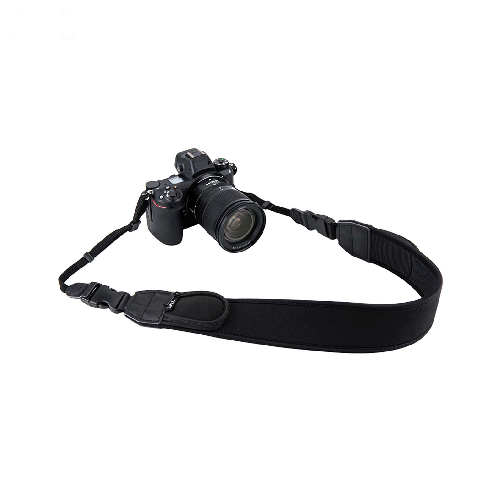 JJC NS-Q2 Extra Wide Comfort Neoprene Neck Strap with Quick Release Clip/Small Pockets, Black