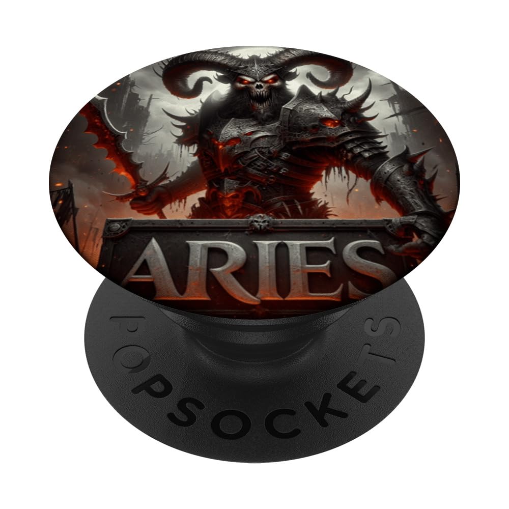 Medieval Aries Warlord Zombie Horror Scifi Astrology Graphic PopSockets Swappable PopGrip