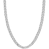 Savlano 925 Sterling Silver 4.5mm Italian Solid Flat Mariner Link Chain Necklace For Men & Women - Made in Italy Comes With a Gift Box