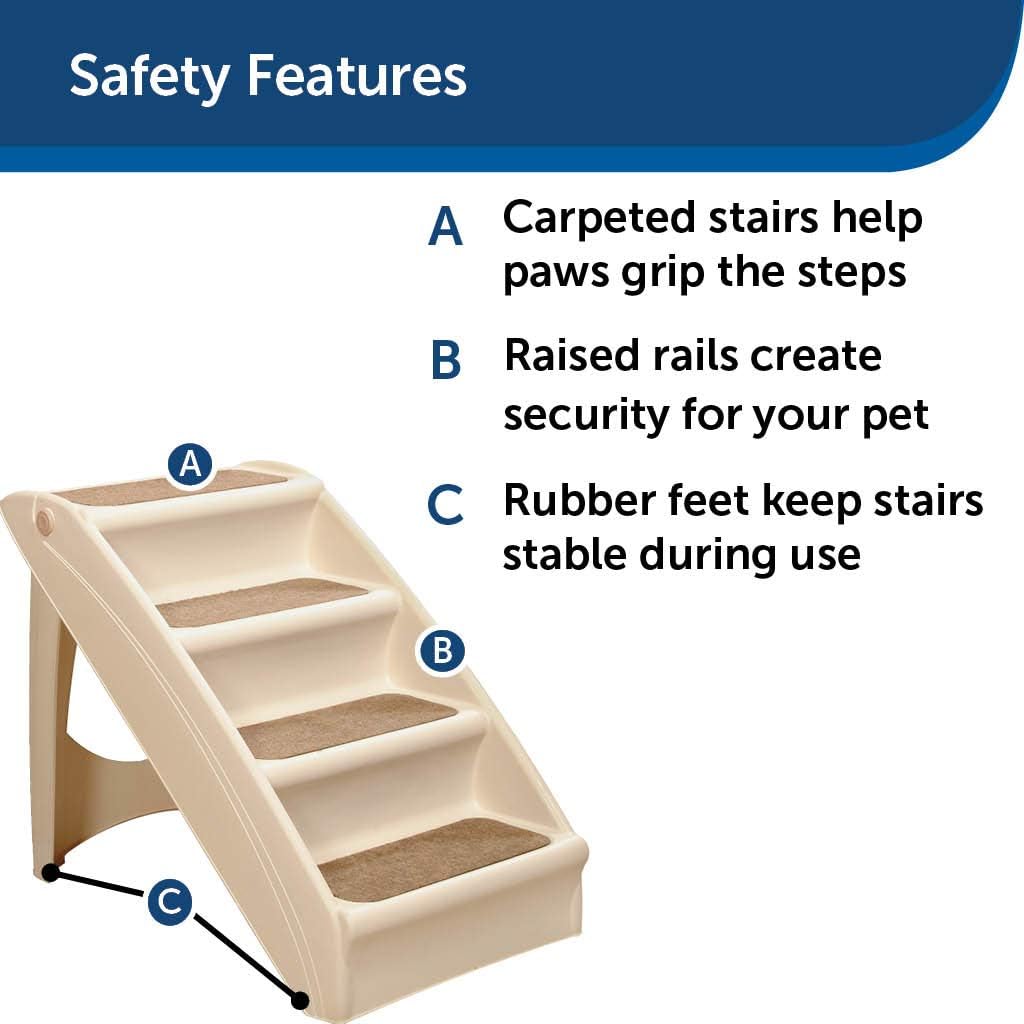 PetSafe Solvit PupSTEP Plus Pet Stairs, Foldable Steps for Dogs and Cats, Best for Small to Medium Pets : Dog Stairs : Pet Supplies