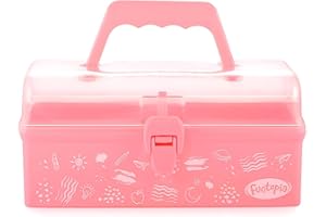 Funtopia Plastic Art Box for Kids, Multi-Purpose Portable Storage Box/Sewing/Tools Organizer for Kids' Toys, Craft and Art, School, Office Supply - Pink