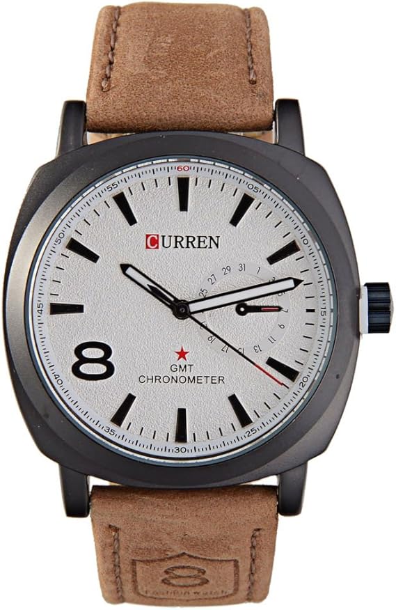Amazon カレン Curren 腕時計 ファッション メンズ ブラウン レザー アナログ ホワイトダイアル 日本製クォーツ 並行輸入品 メンズ腕時計 腕時計 通販