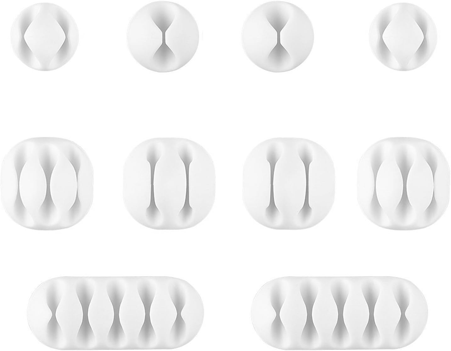JEERIG Cable Clips Holders Cord Management, Multipurpose Cable Organizer 10 Pcs for Computer, Cell Phone or Charger (White)