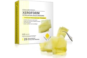 EVERLIT Xeroform Petrolatum Dressing | Sterile, Non-Adherent Occlusive Fine Mesh Gauze Pad | Non-Toxic, Gentle Patch for Burns, Laceration, Surgical Incisions & Skin Grafts (2" x 2" | Pack of 25)