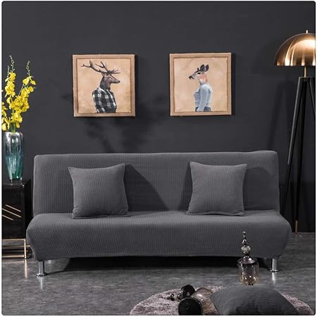 Guocu Housse De Canapé Universelle Sans Accoudoir Tissu Jacquard Polyester Et Extensiblegris Foncé3 Place190 225cm