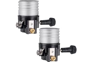 DiCUNO 3-Way Lamp Socket Replacement, Turn Switch Knob, UL Listed, Low-Medium-High Settings, Repair Parts for Table, Floor Lamp, DIY Projects, 2 Packs