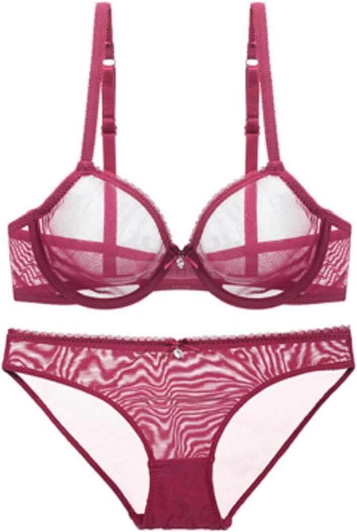 MUCHAO Women's See Through Lace Underwire Sheer Push up Transparent Everyday Bra Lingerie Set Bra and Knickers Sets Women
