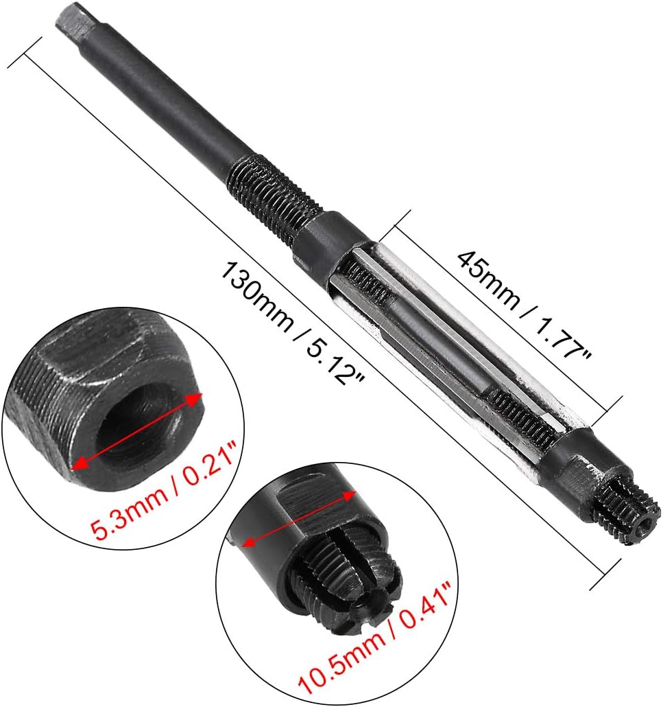 sourcing map Adjustable Hand Reamer 10.75-11.75mm High Speed Steel H8 6 Straight Flutes Milling Cutter Tool Metric Reaming Drill Bit for Metal - Image 3