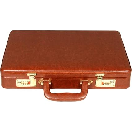C Comfort Faux Leather Briefcase Tan