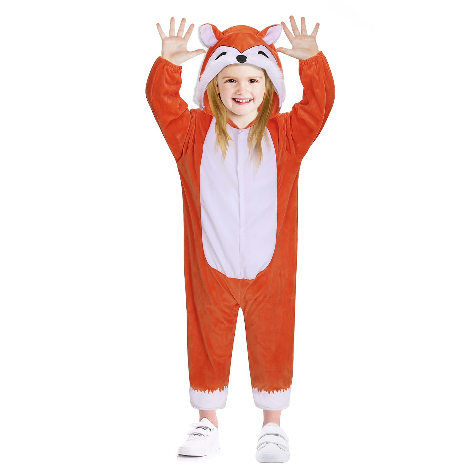 maxToonrain Kids Fox Costumes - Boys and Girls Halloween Animal Fancy Dress Fox Onesie for World Book Day/Book Week and Christmas Theme Party (3-4 Yrs, 110CM)