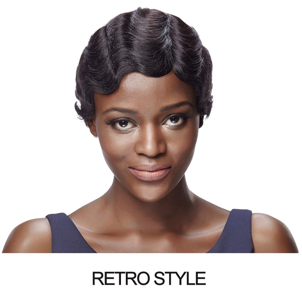 Sleek Retro 3 Quot Short Finger Wave Wig With Brazilian Hair