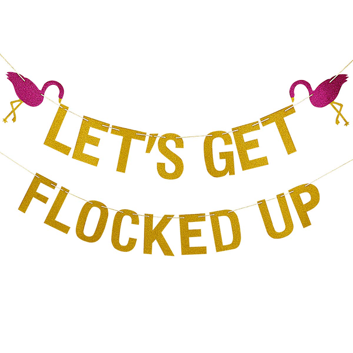 Gold Glitter Flamingo Party Banner Decorations Hawaii Luau Bachelorette Party Banner for Birthday Wedding Party Decoration Flamingo Decor Let's Flamingle