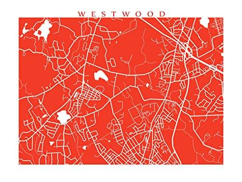 Amazon.com: Westwood Map Print - Massachusetts, USA: Handmade