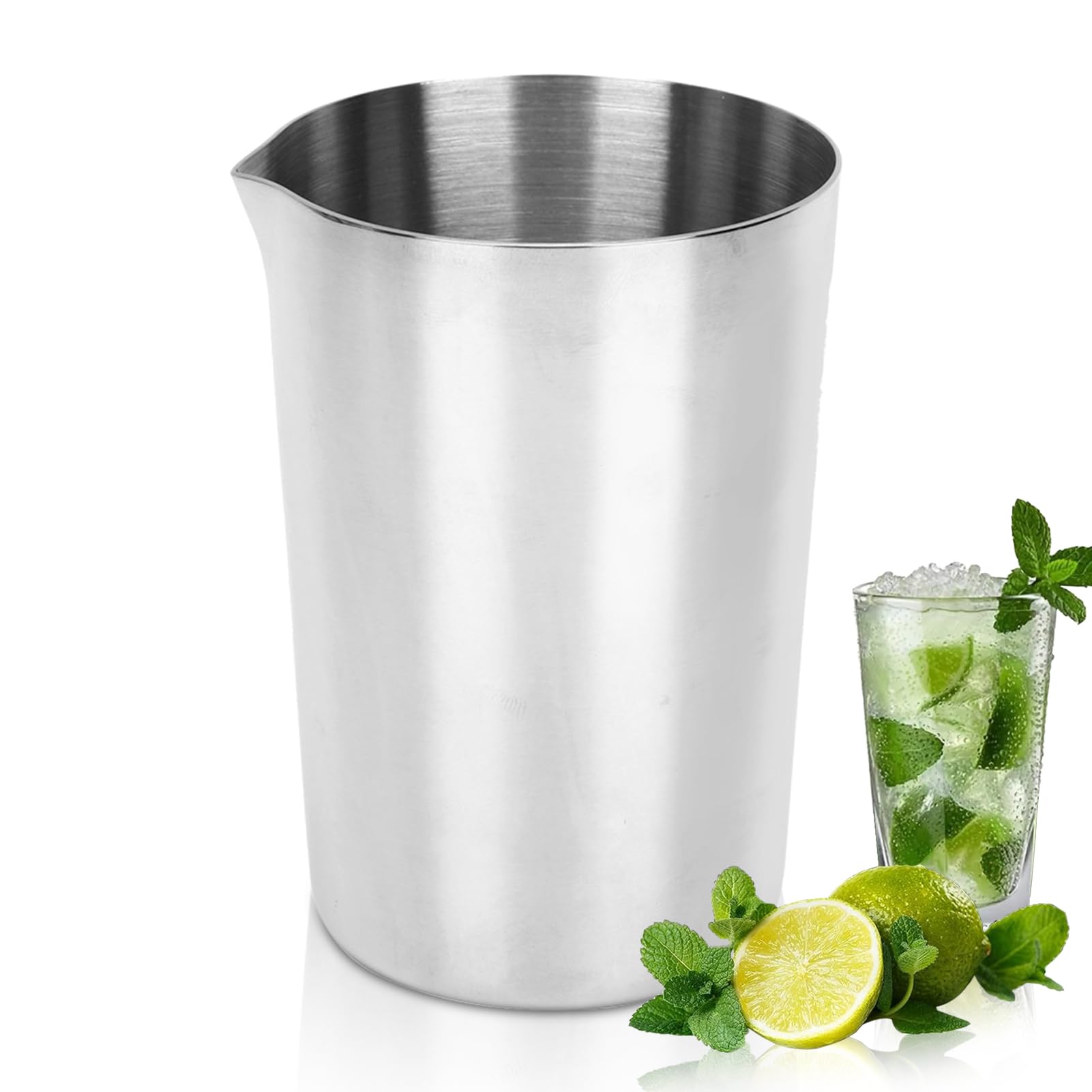 Stainless Steel Cocktail Shaker, 500ml Cocktail Mixing Glass, 4.6inch Mixing Tin Jug Stirrers Boston Shaker Mixing Tin Metal Pitcher for Cocktails