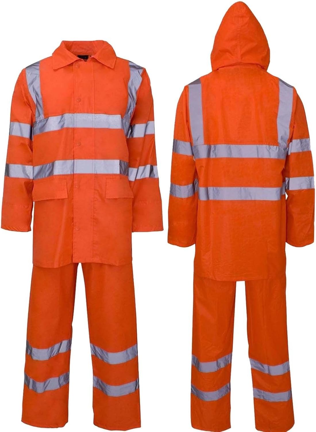 Adult High Visibility Hooded Rainsuit, 2 Piece Set Hi Viz VIS Rain Suit