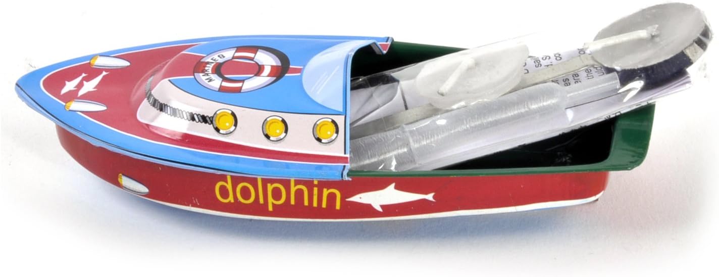 W&P Pop Pop Boat - Classic Candle Powered Speed Boat Tin Toy - Random Designs