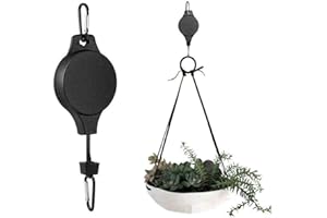 Retractable Plant Pulley Hanging Basket Hook Adjustable Rope Clip Hanger with Ceiling Hooks for Indoor and Outdoor Garden Use