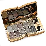 Tmalltide Natural Nudes Professional 10 Colors Diamond Bright Colorful Eye Shadow Super Flash Shimmer Eyeshadow Palette with Brush &Mirror
