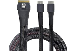 NFHK PCI-E Ultraport Slimline SAS Slim 4.0 SFF-8654 8i 74pin to Dual Oculink SFF-8611 Cable 50cm PCI-Express