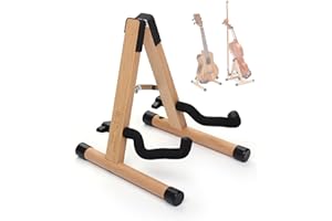 RANLOESA Longteam Premium Wooden Ukulele Stand - Portable, Foldable, and Holds Multiple Instrument Floor Stand with Bow Holder for Violin, Ukulele, Travel Guitar (up to 34''), Banjo, Mandolin (Floor Stand)